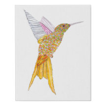 Impresión de lienzos de color Hummingbird x2 Faux