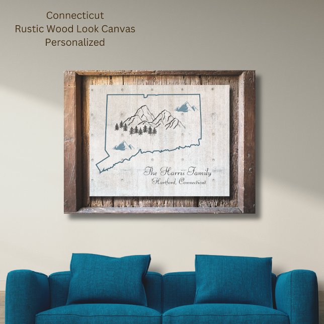 Impresión de lienzos de marco de madera rústica de (Connecticut Rustic Wood-Look Canvas. The wood look is so unique and can be easily personalized!)