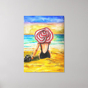 Impresión de lienzos de mujer y mar - Arte de pint