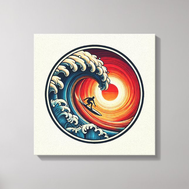 Impresión de lienzos de onda de sol para surfistas (Anverso)