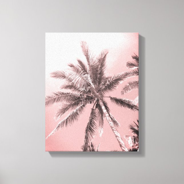 Impresión de lienzos de palmeras rosadas (Anverso)