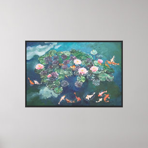 Impresión de lienzos de pintura de lirios de pesca