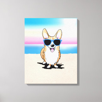 Impresión de lienzos de playa de KiniArt Corgi Dog