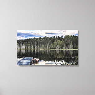 Impresión de lienzos estirados en barco y muelle