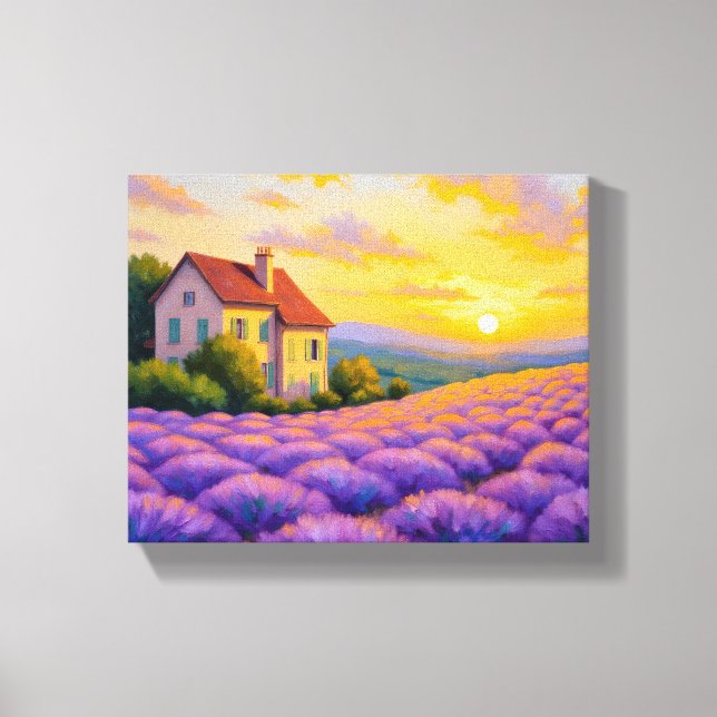 Impresión de lienzos para el atardecer de lavanda (Anverso)