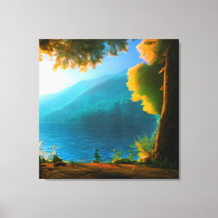 Impresión de lienzos sobre el lago Golden Hour de 