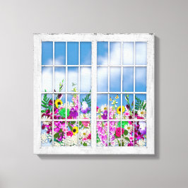 Impresión de lienzos, vista de flores, ventanas-pa
