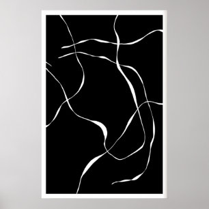 Impresión de líneas abstractas en blanco y negro -
