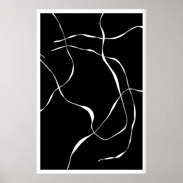 Impresión de líneas abstractas en blanco y negro - (Frente)