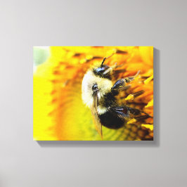 Impresión de lona alegre para abejas en girasol