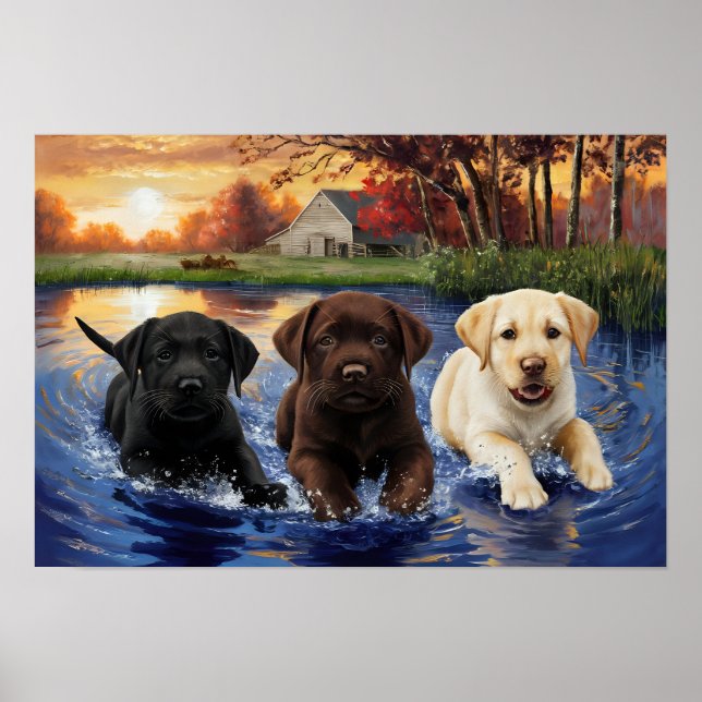 Impresión de los cachorros de Labrador Retriever (Frente)