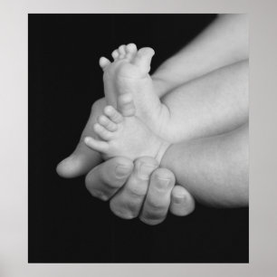 Impresión de los pies "Daddys Hands" en blanco y n