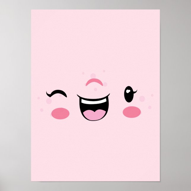 Impresión de los Posters rojos de Kawaii Face (Frente)