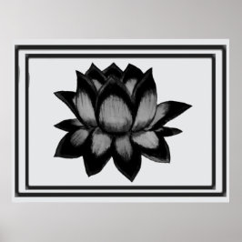 Impresión de Lotus Negro Gris,  Póster (Semi-Glust