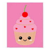 Impresión de magdalena rosa, decoración dulce de h