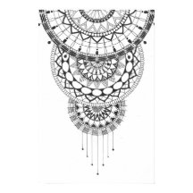 Impresión de mandala en blanco y negro