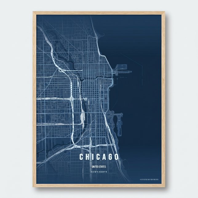 Impresión de mapa azul de Chicago Arte de pared Pó (Subido por el creador)