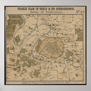 Impresión de mapa de antigüedades en París