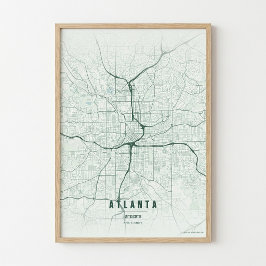 Impresión de mapa de Atlanta Georgia Arte de pared