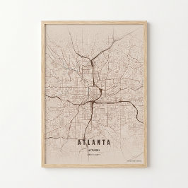 Impresión de mapa de Atlanta Georgia Ciudad Wallar
