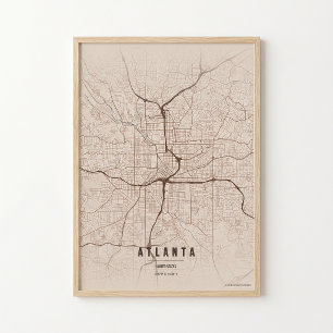 Impresión de mapa de Atlanta Georgia Ciudad Wallar