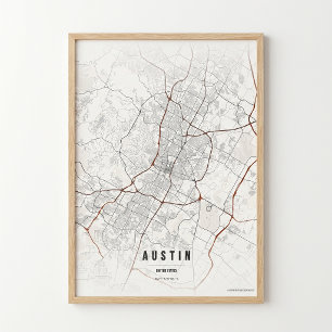 Impresión de mapa de Austin Cartel de la ciudad de