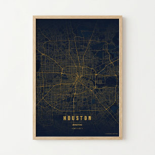 Impresión de mapa de Houston Cartel de arte de par