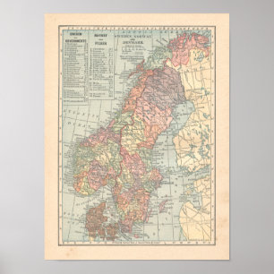 Impresión de mapa de la cosecha de 1923 en Suecia
