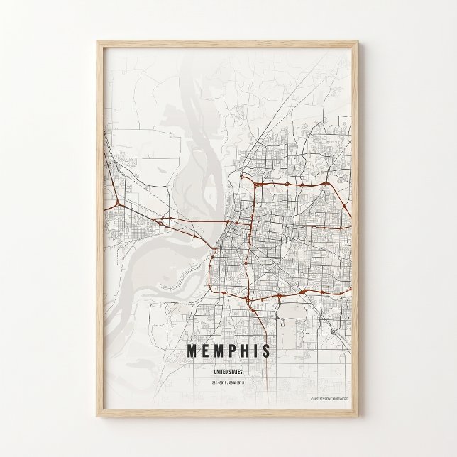 Impresión de mapa de Memphis Tennessee Póster Arte (Subido por el creador)