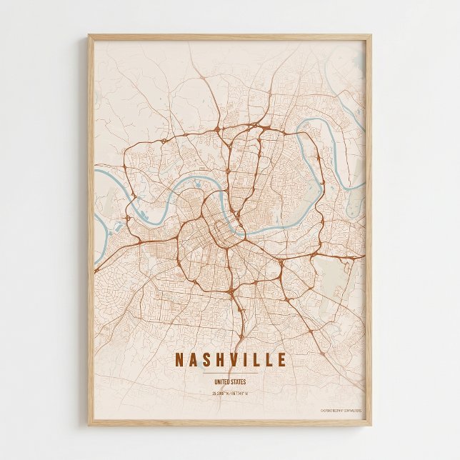 Impresión de mapa de Nashville Mapa de la ciudad d (Subido por el creador)