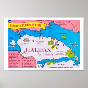 Impresión de mapa de Nueva Escocia de Halifax Vint