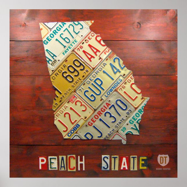 Impresión de mapa de placa de licencia de Georgia (Frente)