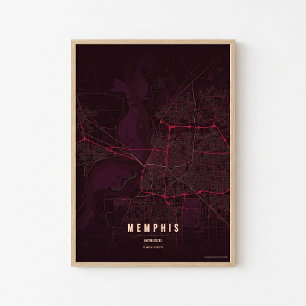 Impresión de Mapa de Ruby Memphis Póster de Tennes