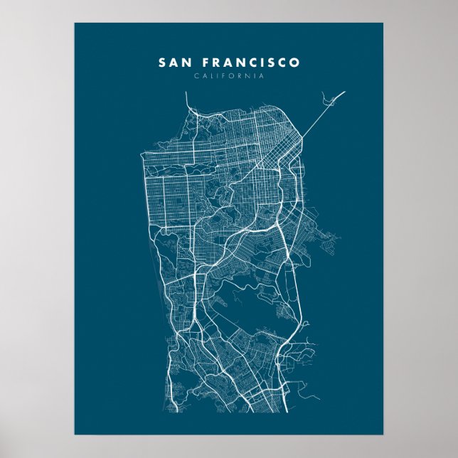 Impresión de mapa de San Francisco, papel Poster a (Frente)