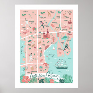 Impresión de mapa de Tampa, 18"x24"