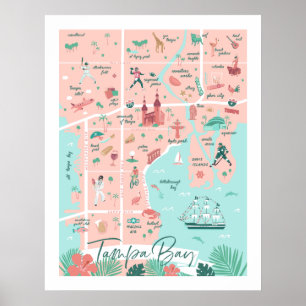 Impresión de mapa de Tampa, 22"x28"