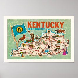 Impresión de mapa de Vintage Kentucky