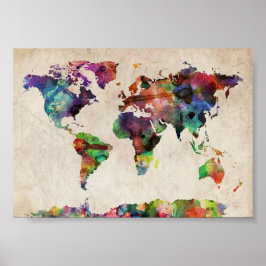 impresión de mapa del viajero del mundo