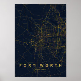 Impresión de mapa estilizado de Fort Worth Texas