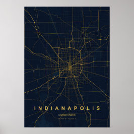 Impresión de mapa estilizado de Indianápolis India