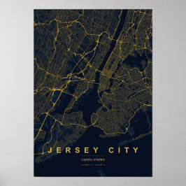 Impresión de mapa estilizado de Jersey City Nueva