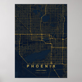 Impresión de mapa estilizado de Phoenix Arizona