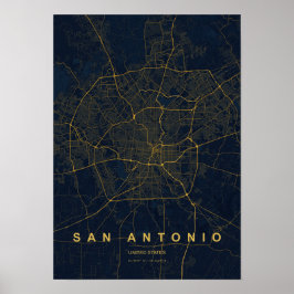 Impresión de mapa estilizado de San Antonio Texas