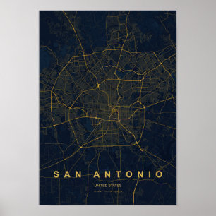 Impresión de mapa estilizado de San Antonio Texas