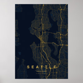 Impresión de mapa estilizado de Seattle Washington