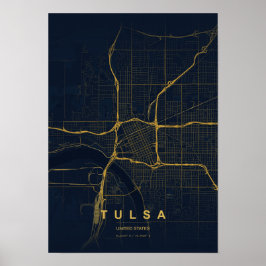 Impresión de mapa estilizado de Tulsa Oklahoma