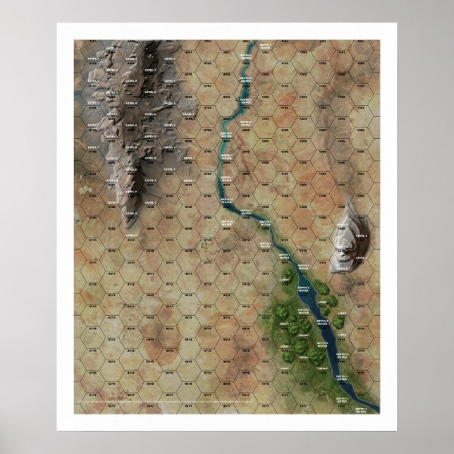 Impresión de mapa hexadecimal "Riverbend" (Frente)