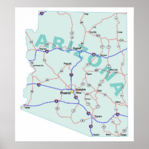 Impresión de mapa interestatal de Arizona
