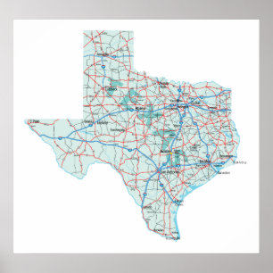 Impresión de mapa interestatal de Texas