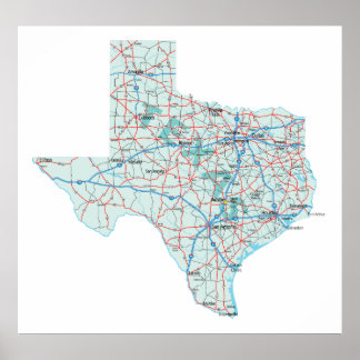 Impresión de mapa interestatal de Texas